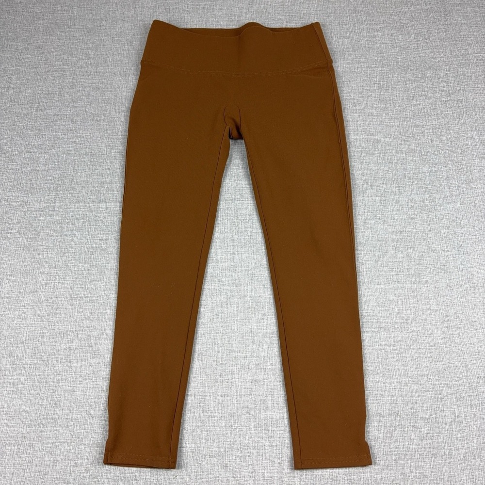 Spanx Leggings Womens L Brown Ankle Microfleece Shaping Stretch Comfort
